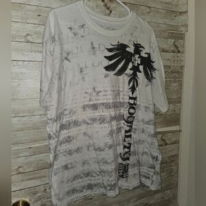 Men's White and Black Graphic Konflic T-Shirt 2xl